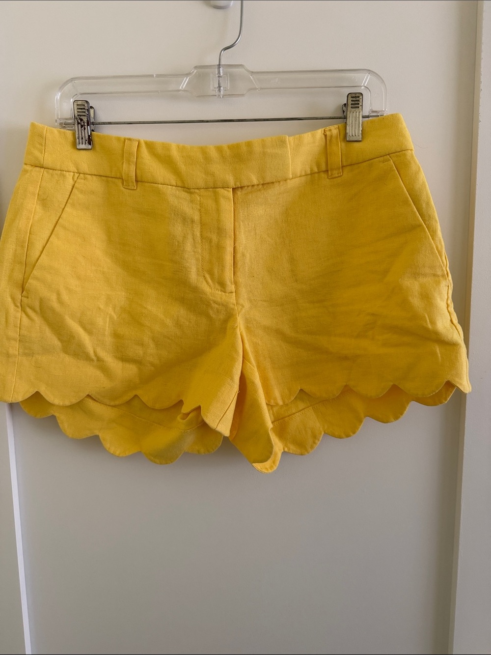J. Crew Yellow Scalloped Hem Womens Shorts